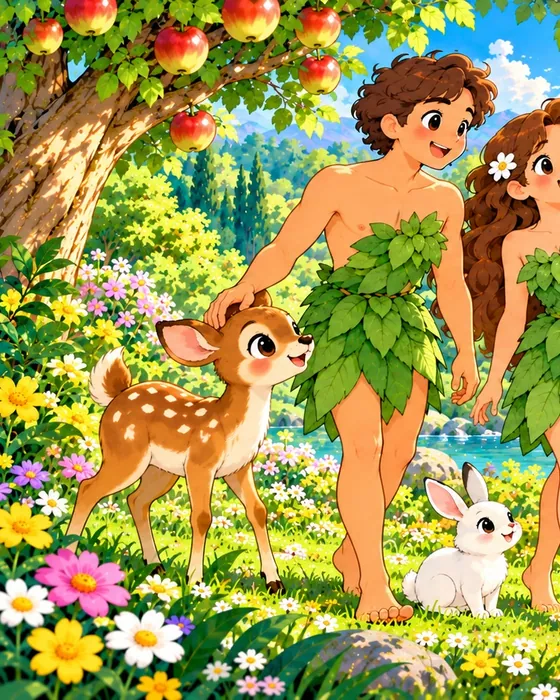 Adam & Eve, illustrated in the Bible World kids app