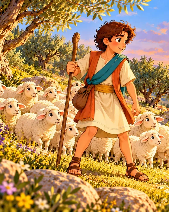 David, illustrated in the Bible World kids app