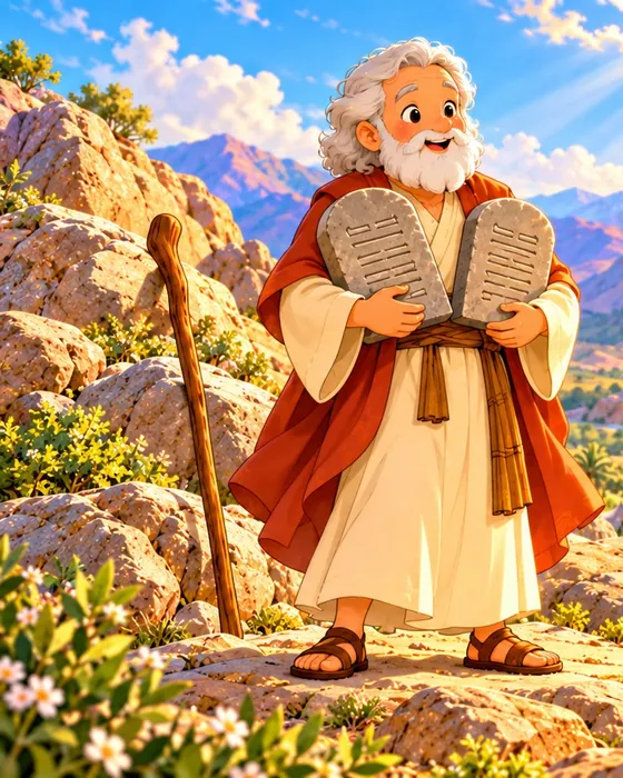 Moses, illustrated in the Bible World kids app