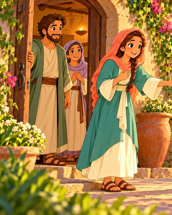 Rebekah, illustrated in the Bible World kids app