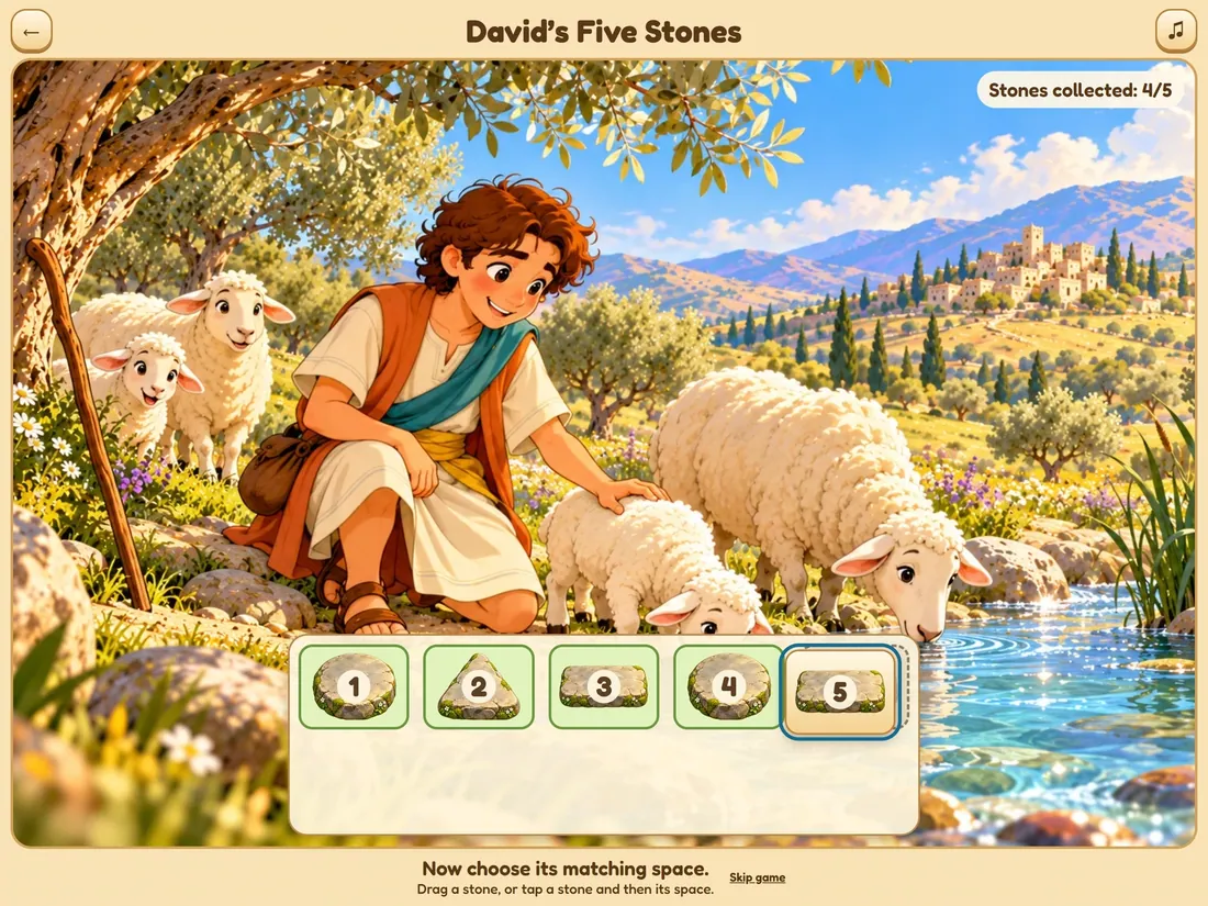 David’s Five Stones, a Bible story game for kids