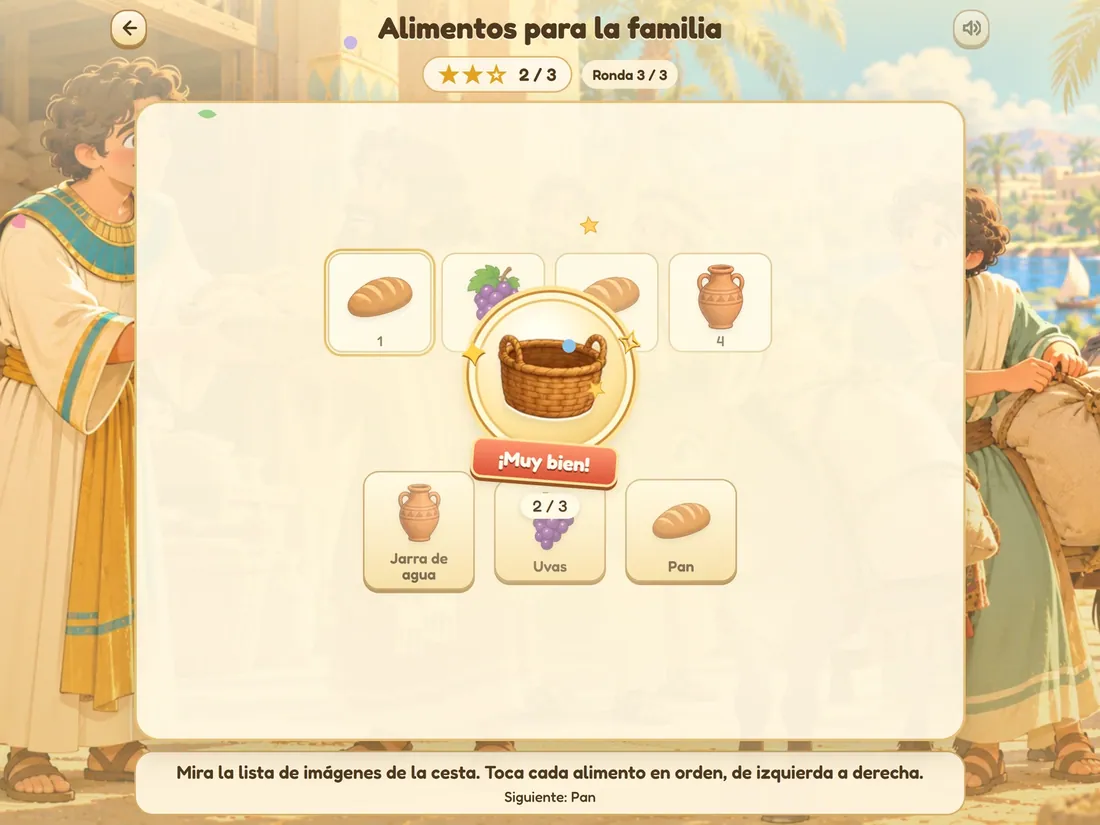 Alimentos para la familia, un juego bíblico para niños