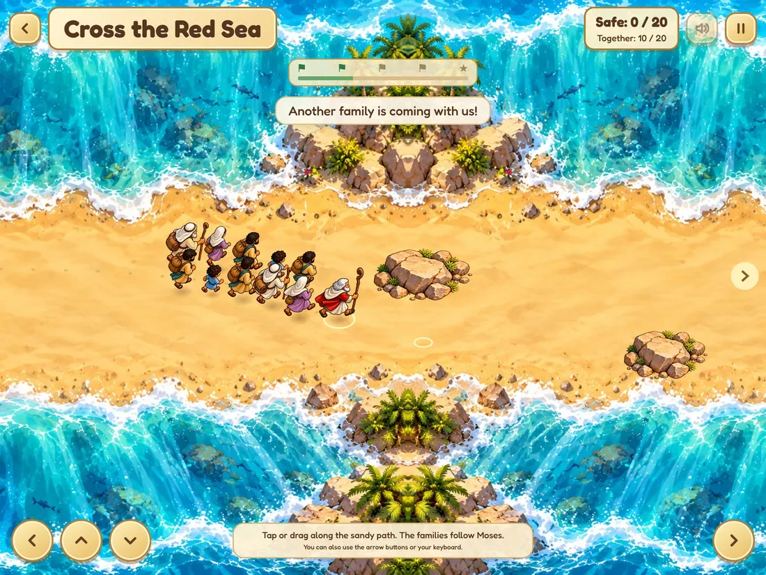 Cross the Red Sea, a Bible story game for kids