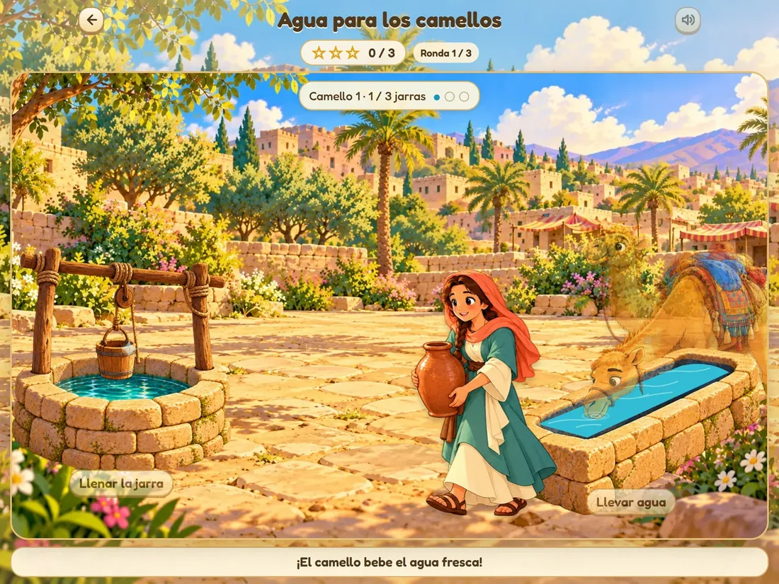 Agua para los camellos, un juego bíblico para niños