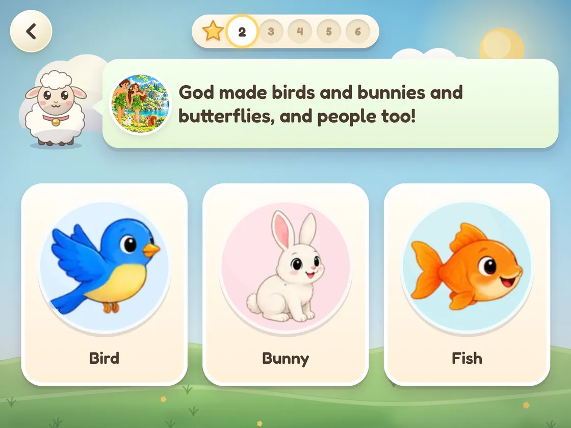 Bible World Bible quiz screen on iPad