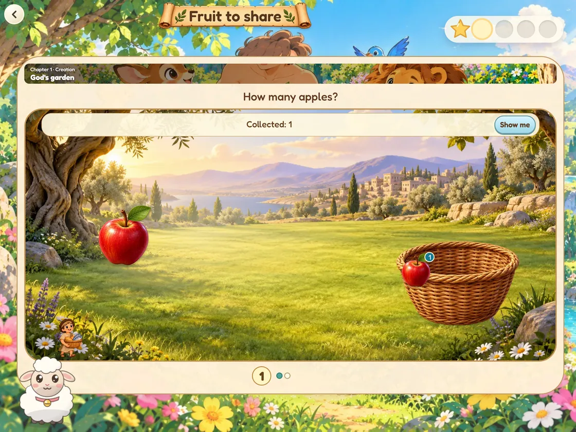 Bible World Number Quest screen on iPad