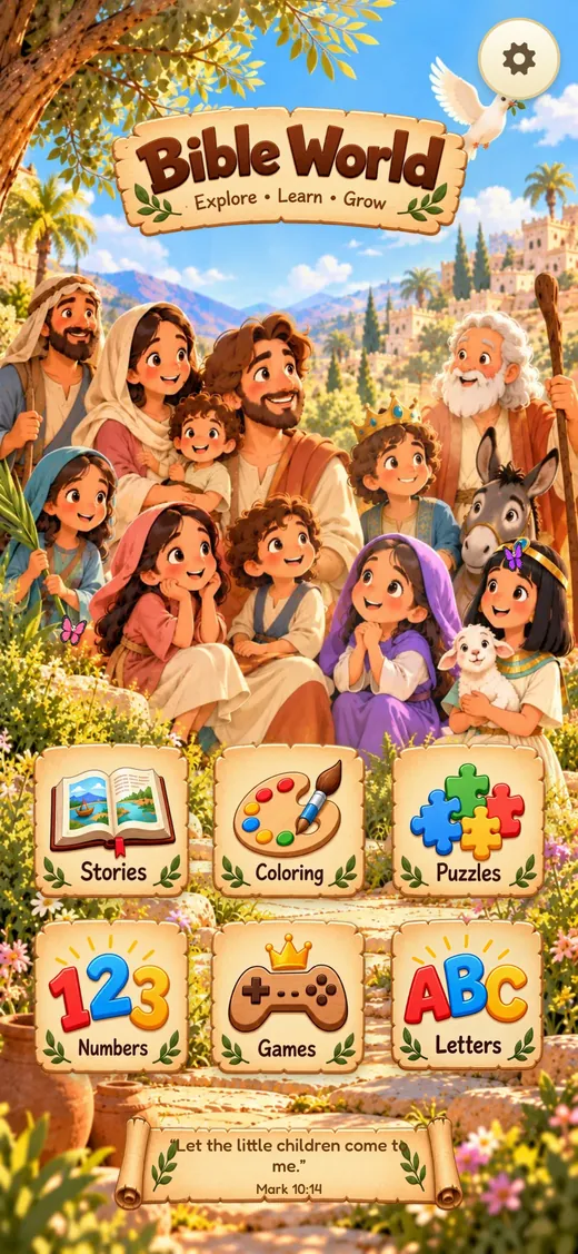 Bible World home screen on iPhone