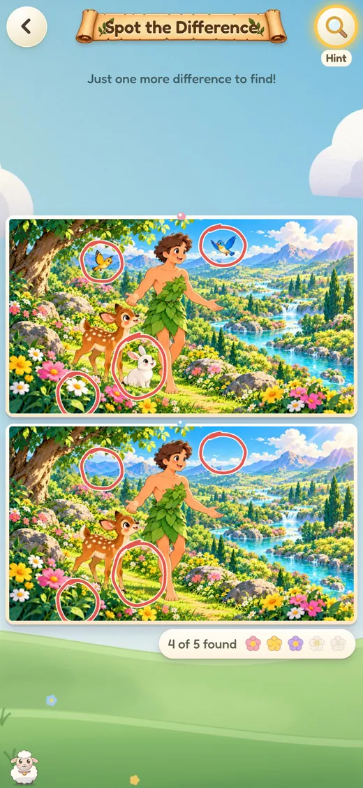 Bible World Spot the Difference screen on iPhone