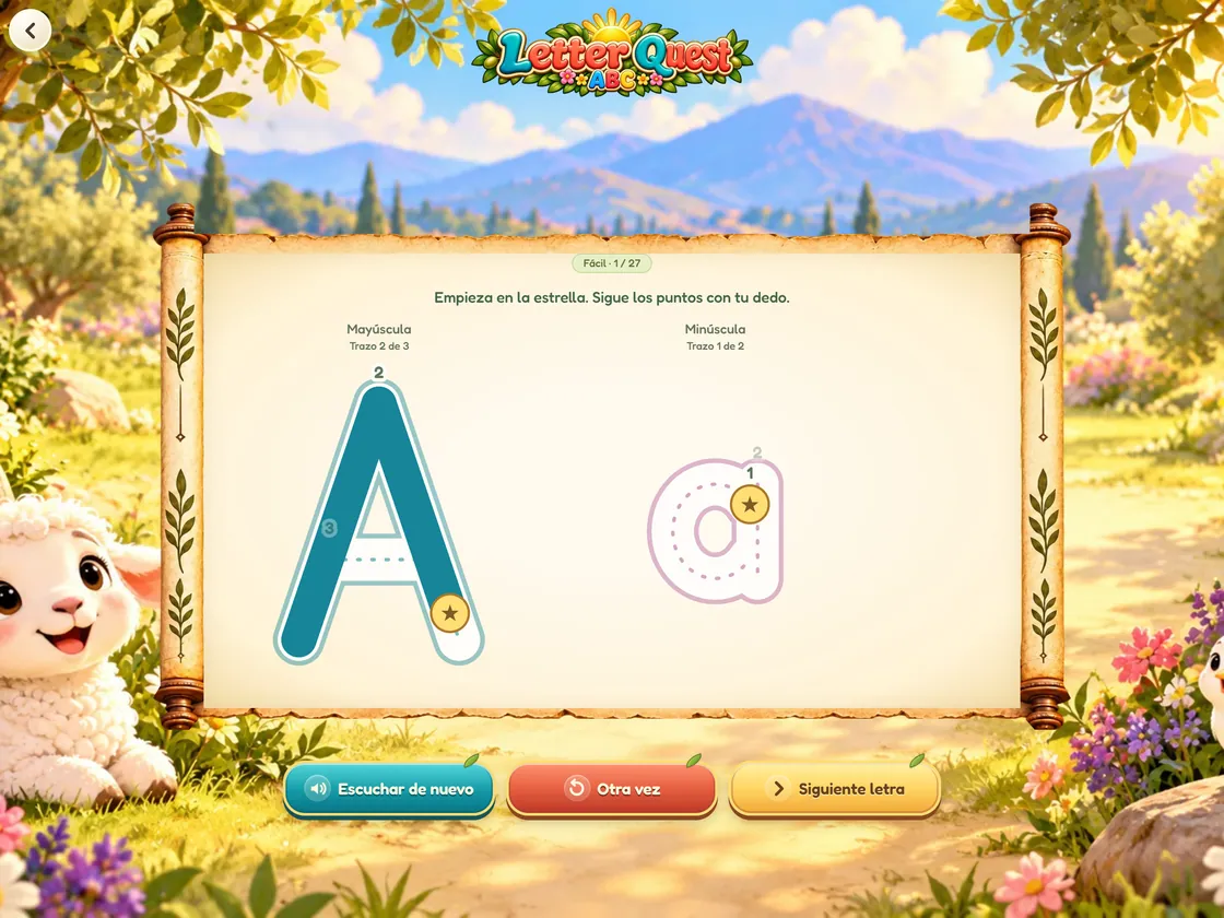 Pantalla de letras de Bible World en iPad