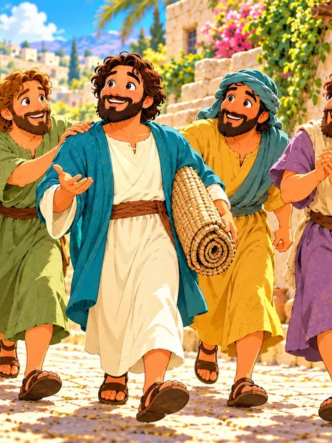 Four Friends Bible story for kids: Four Friends Help Their Friend