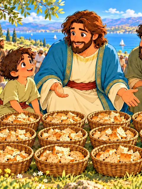 Bread and Fish for Everyone Bible story for kids: Jesus Feeds the Crowd with Bread and Fish